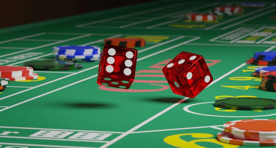 One Single Die Used in the Casino Game of Craps Showing 3 on Top