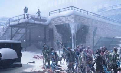 Zombies storming a large snowy quarantine zone