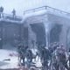 Zombies storming a large snowy quarantine zone