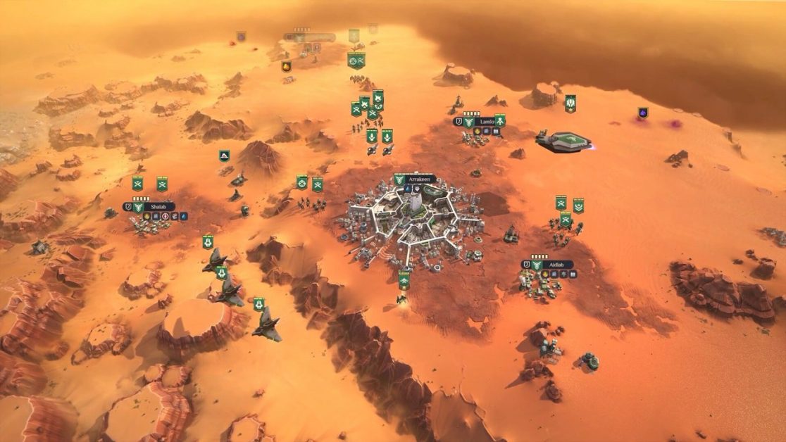 Futuristische Stadt und Militäreinheiten auf dem Mars