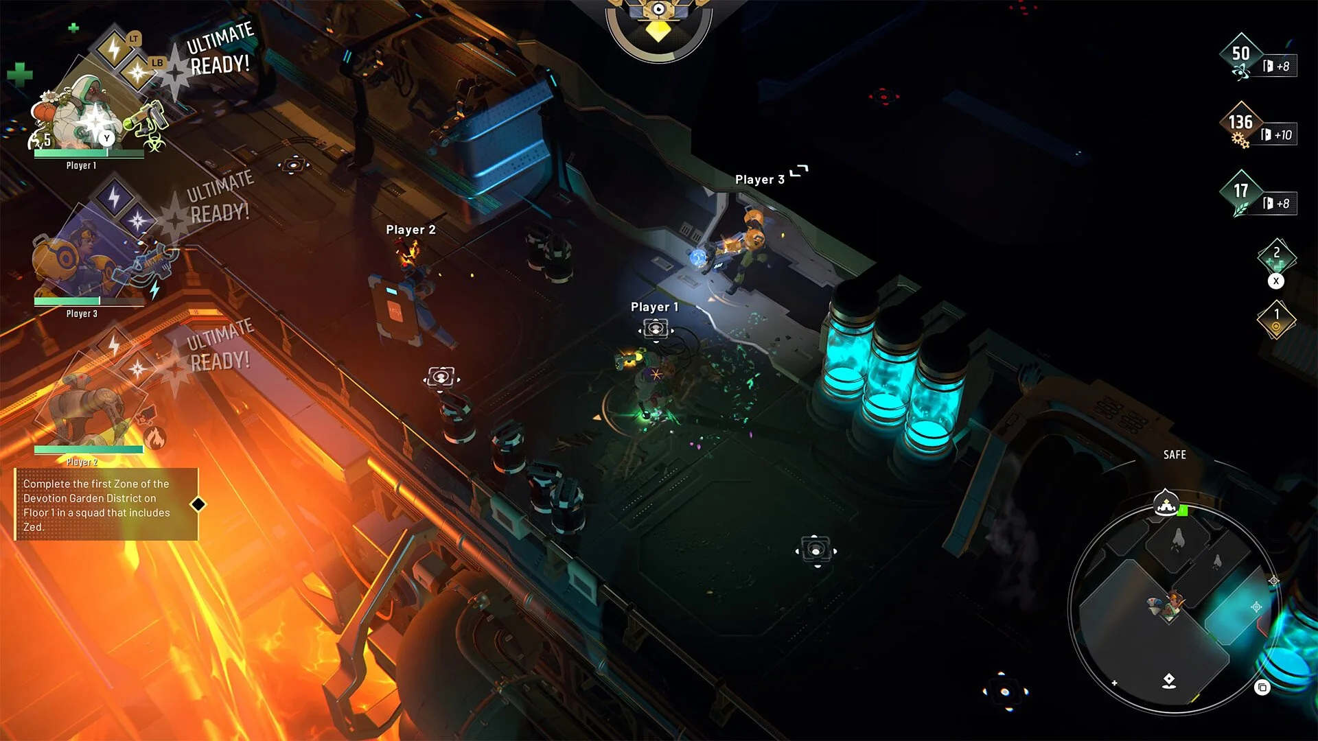 Eroi in modalità cooperativa Endless Dungeon in combattimento