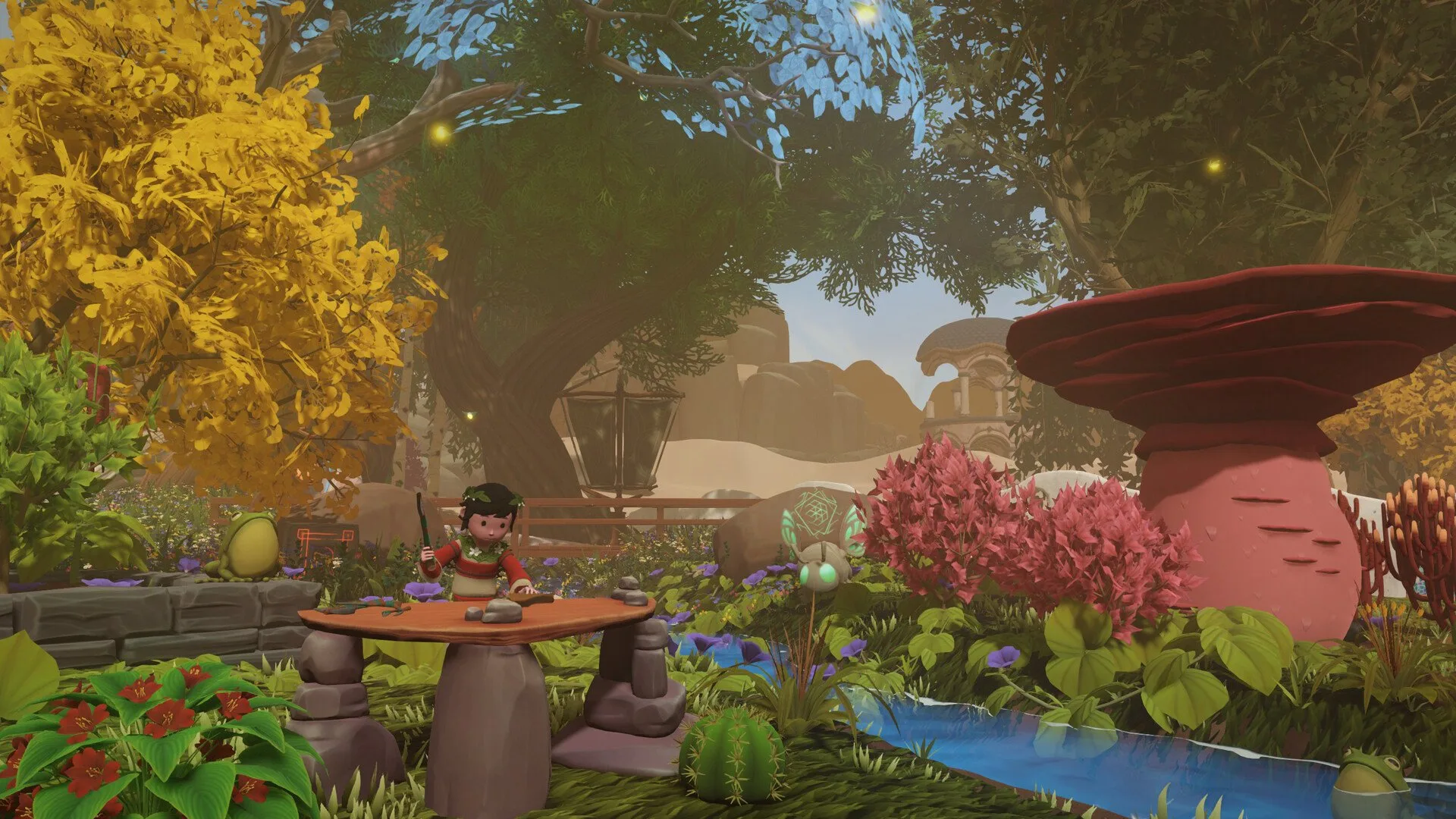 Hutan yang tenang di Cozy Gardening Game Wildmender.