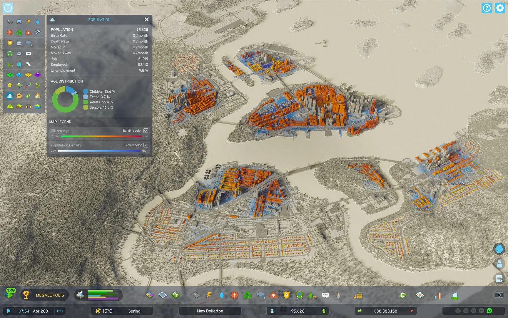 Cities: Skylines 2 overhead map of custom city