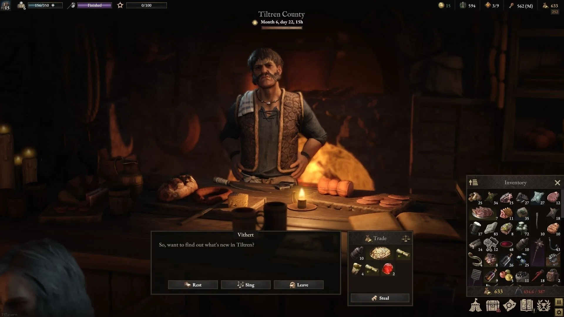 A merchant shows their wares in Wartales. 