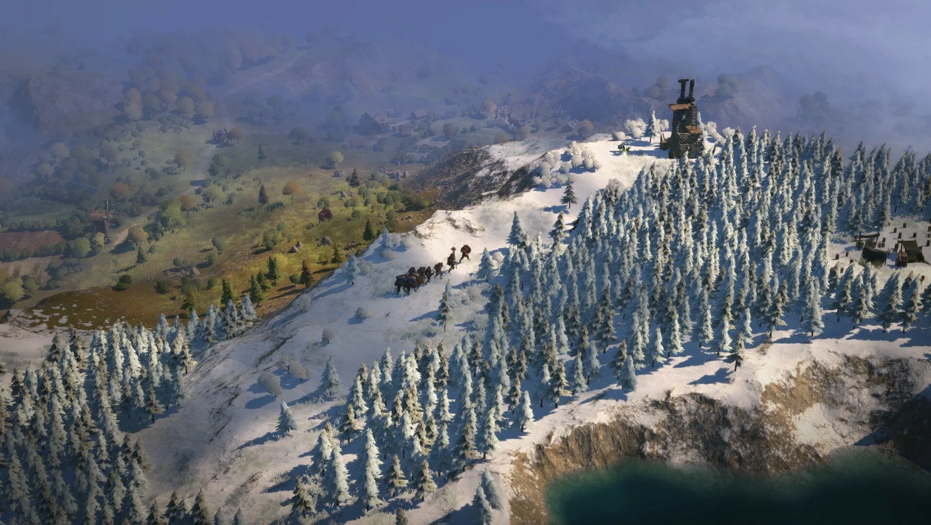 Snow-capped mountains in Wartales.