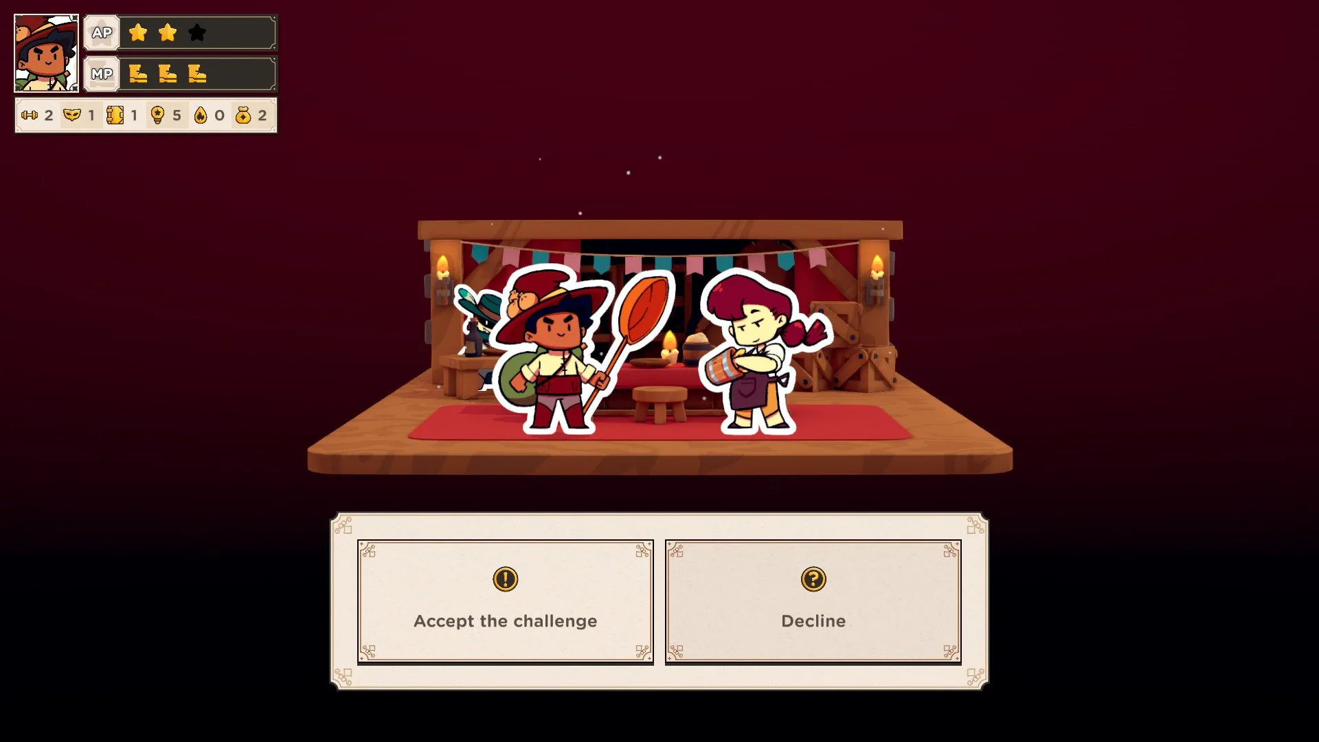 Player dialogue options in charming upcoming turn-based RPG Baladins.