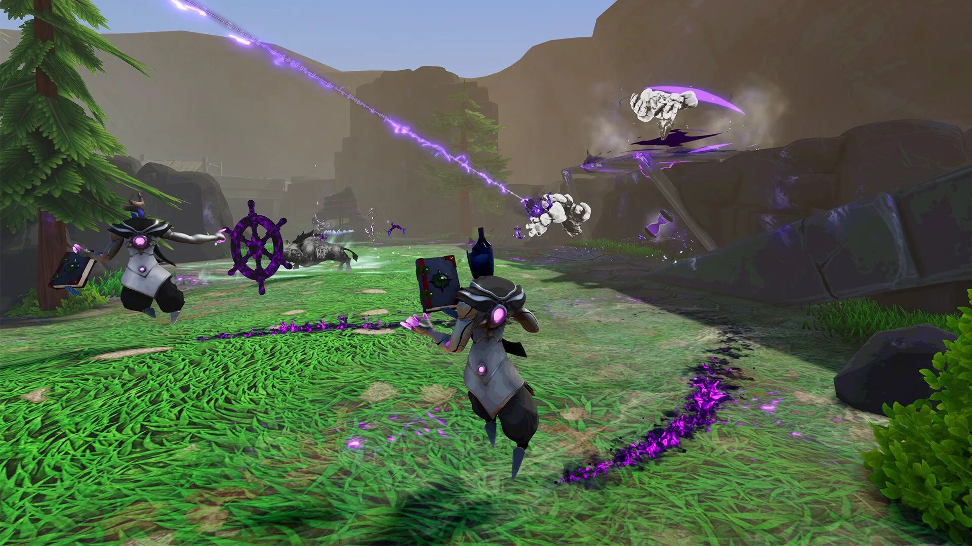 Vellum characters fighting. Purple sludge