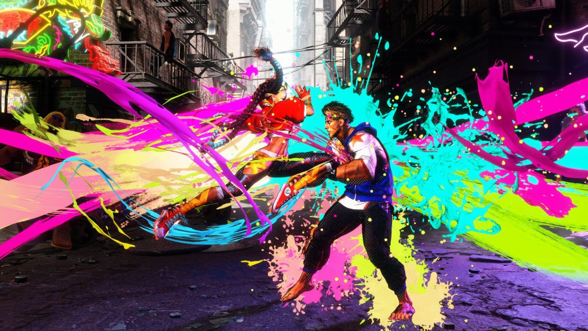 A colorful battle between Street Fighter 6 characters.