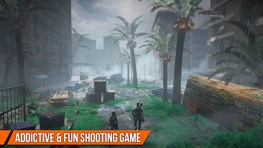 Игроки идут по полю постапокалиптической пустоши в мобильном On-Rails Shooter Dead Target.