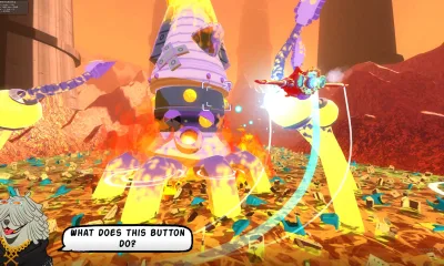 Lutando contra um chefe Kraken em On-Rails Shooter Astrodogs,