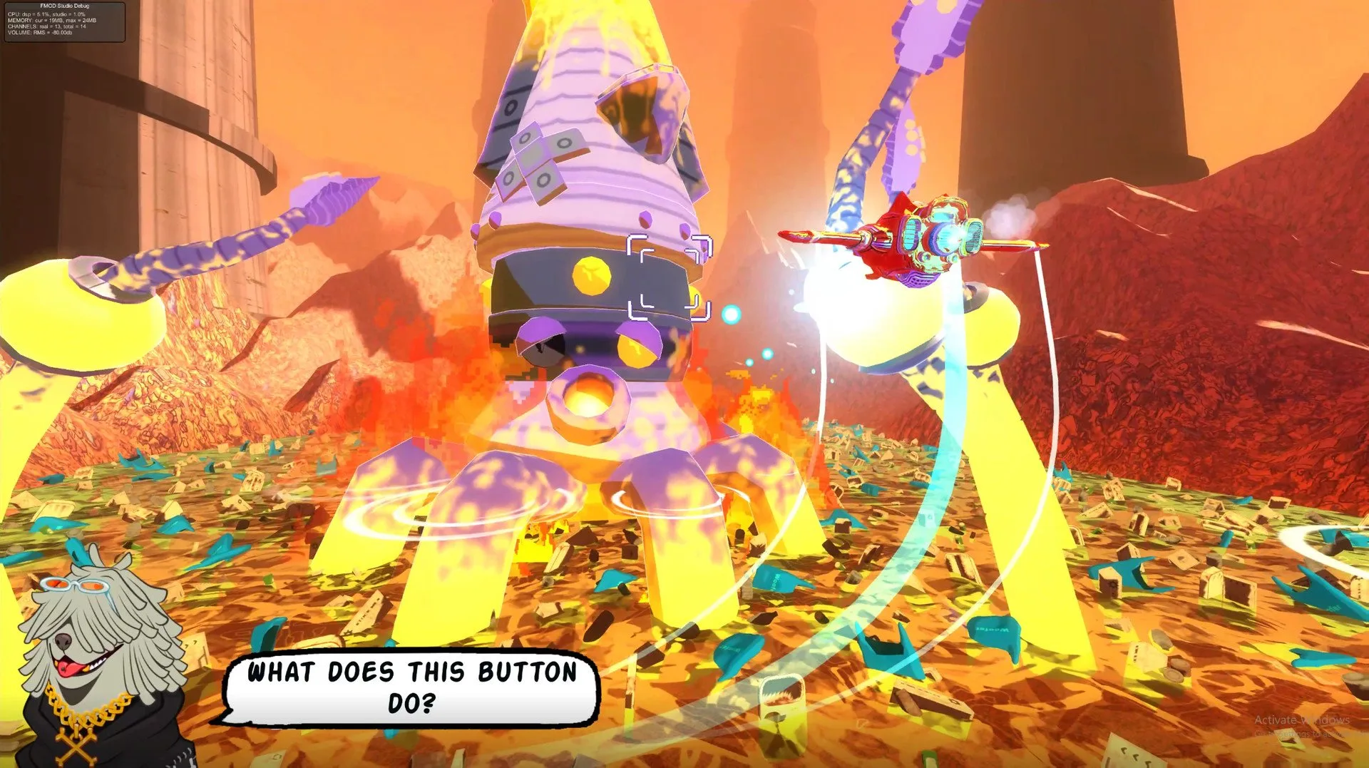 Fighting a Kraken Boss in On-Rails Shooter Astrodogs,