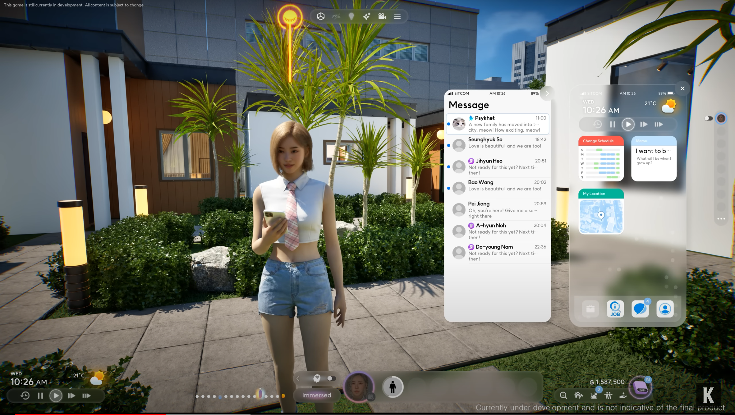 Avatar using phone in InZOI