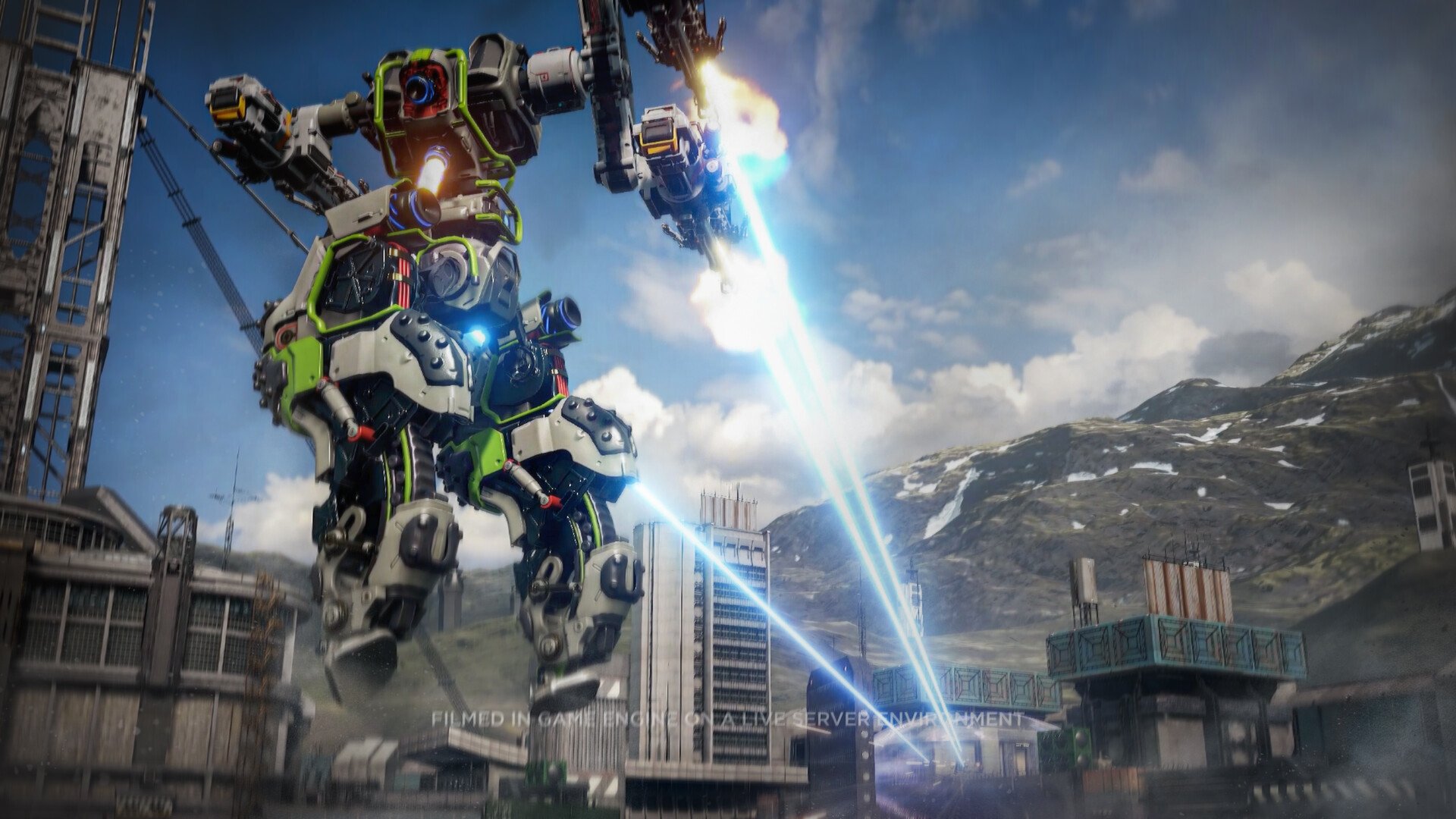 A giant robot shooting down in Armor Attack