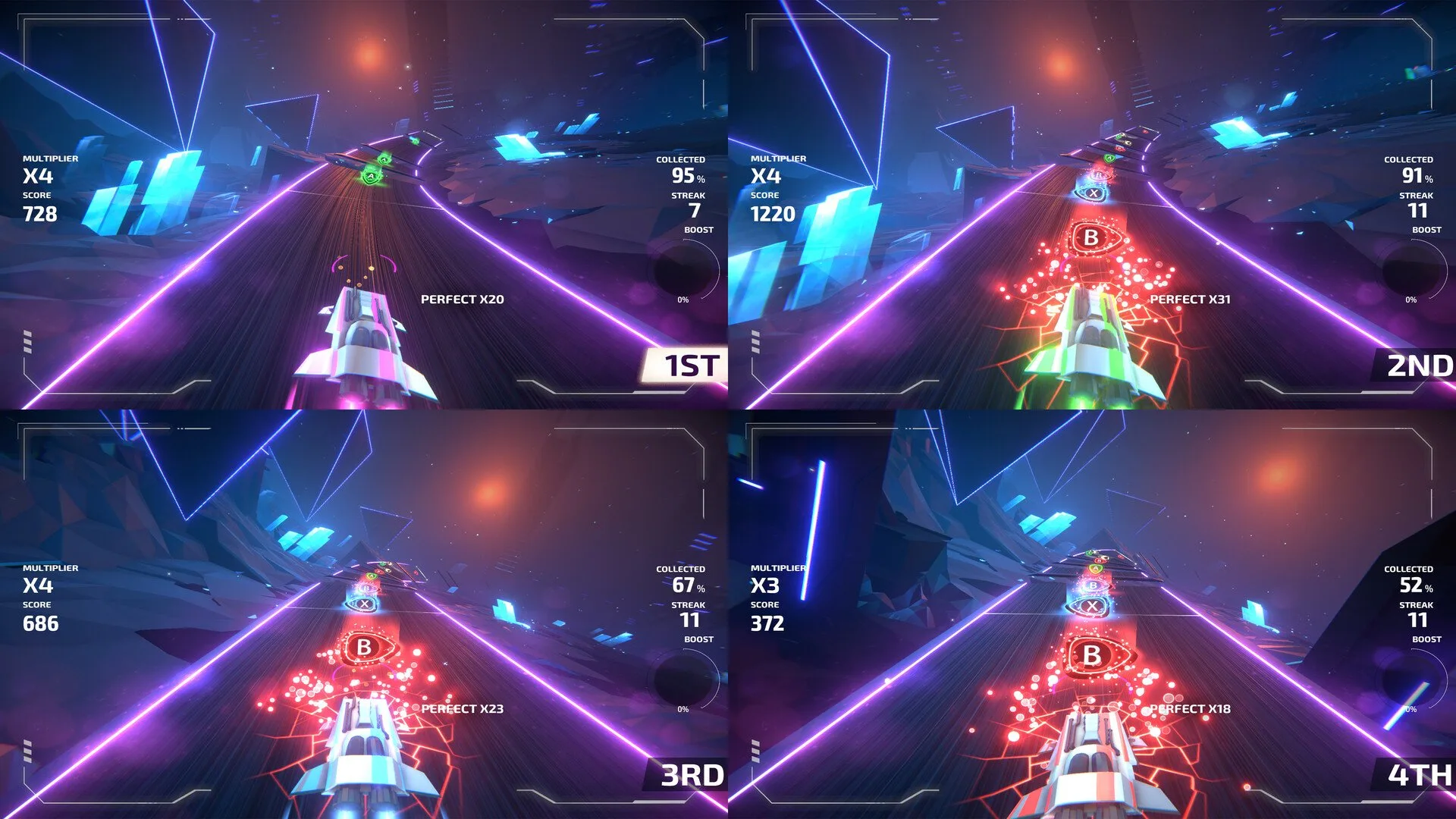 Split-screen co-op (Invector: Rhythm Galaxy)