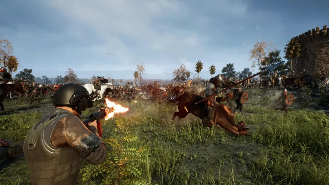 Soldier fires amid cavalry charge