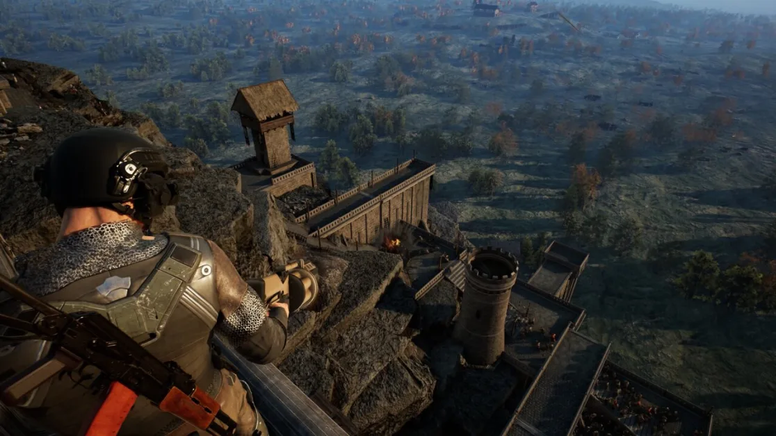 Soldier overlooks castle ruins in Kingmakers 