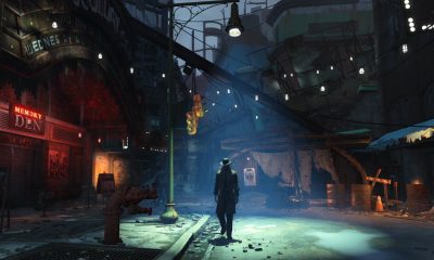 A game like Cyberpunk 2077 presents dystopian cityscape scene