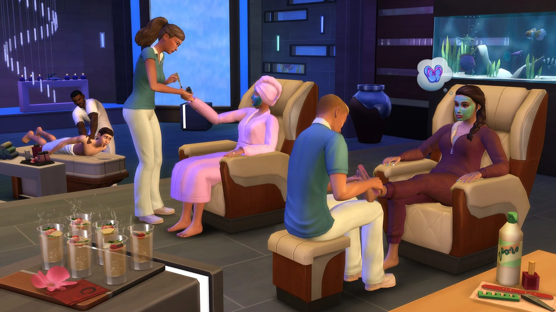 Virtual spa setting in game like Hairdresser Simulator