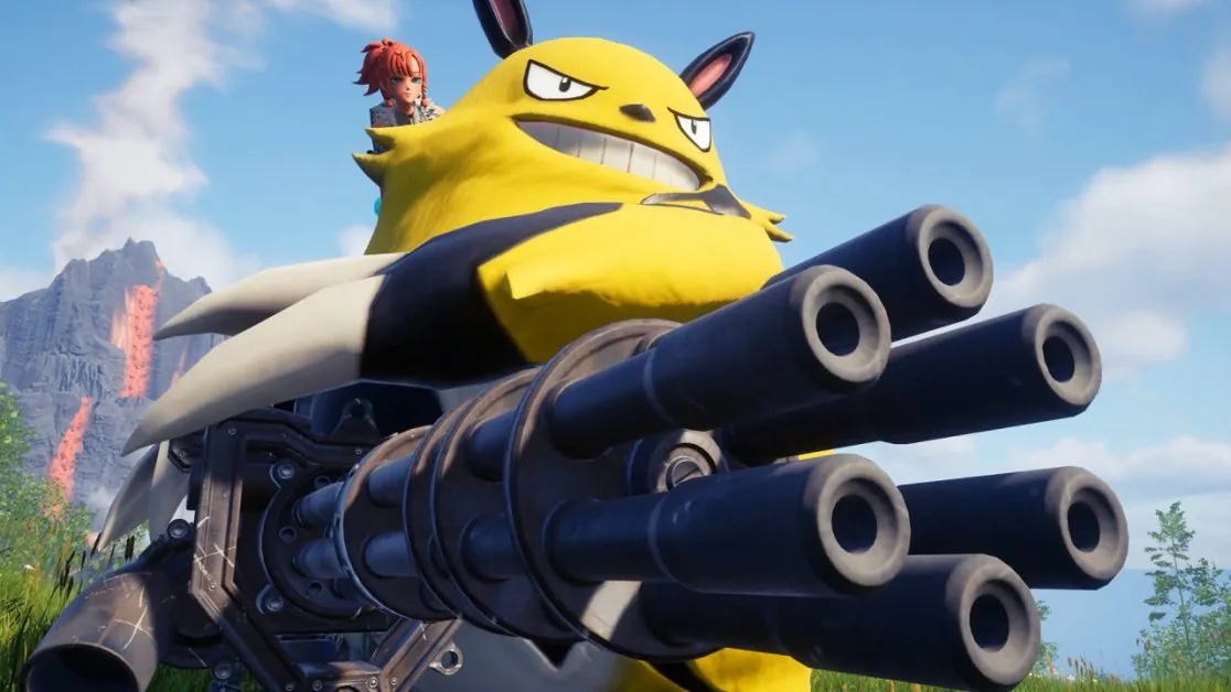 Yellow creature with guns in open world game