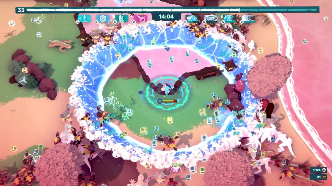 Temtem Swarm game features chaotic battle with vibrant energy shields