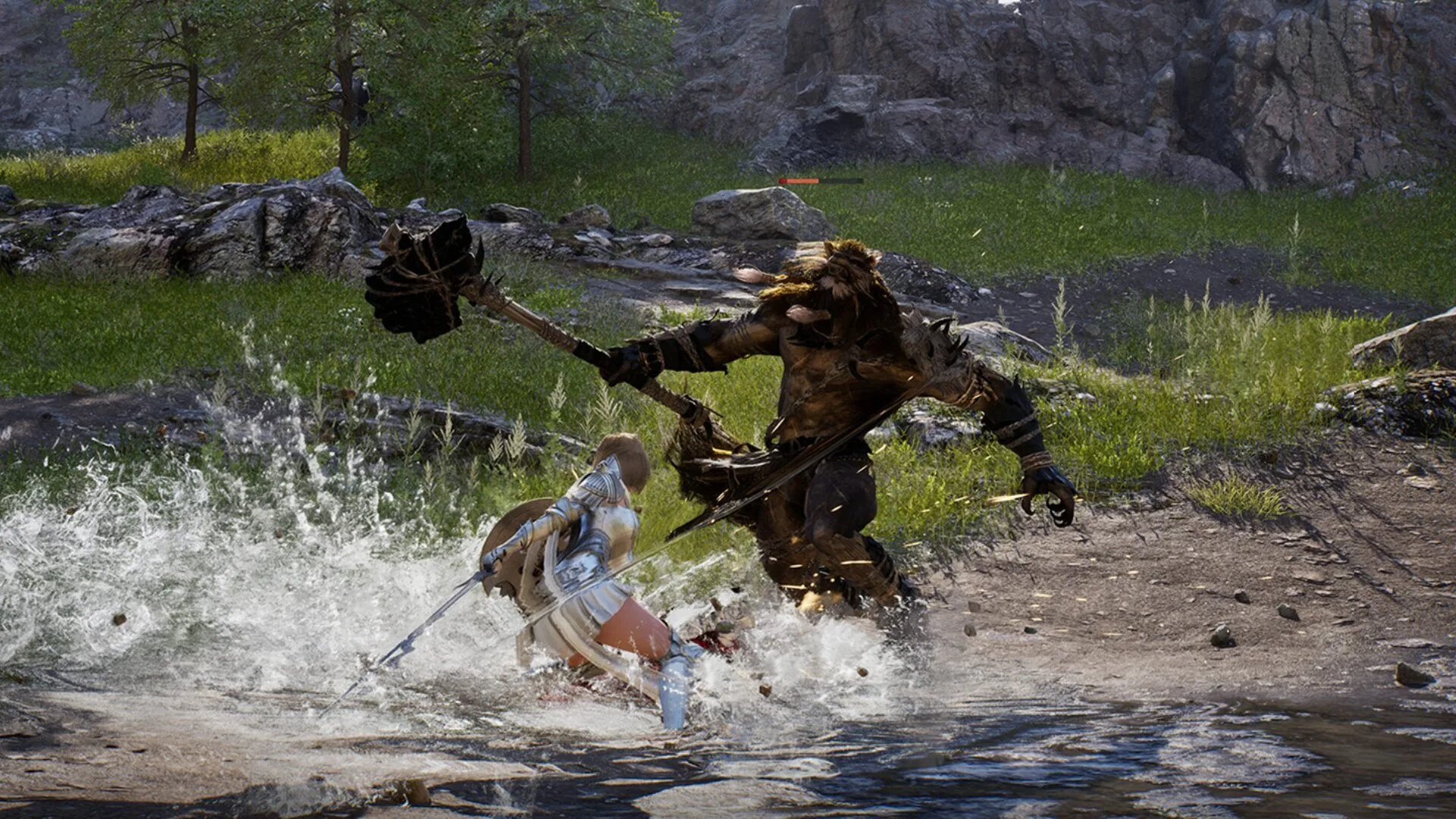 Warrior dodges attack in Vindictus: Defying Fate encounter