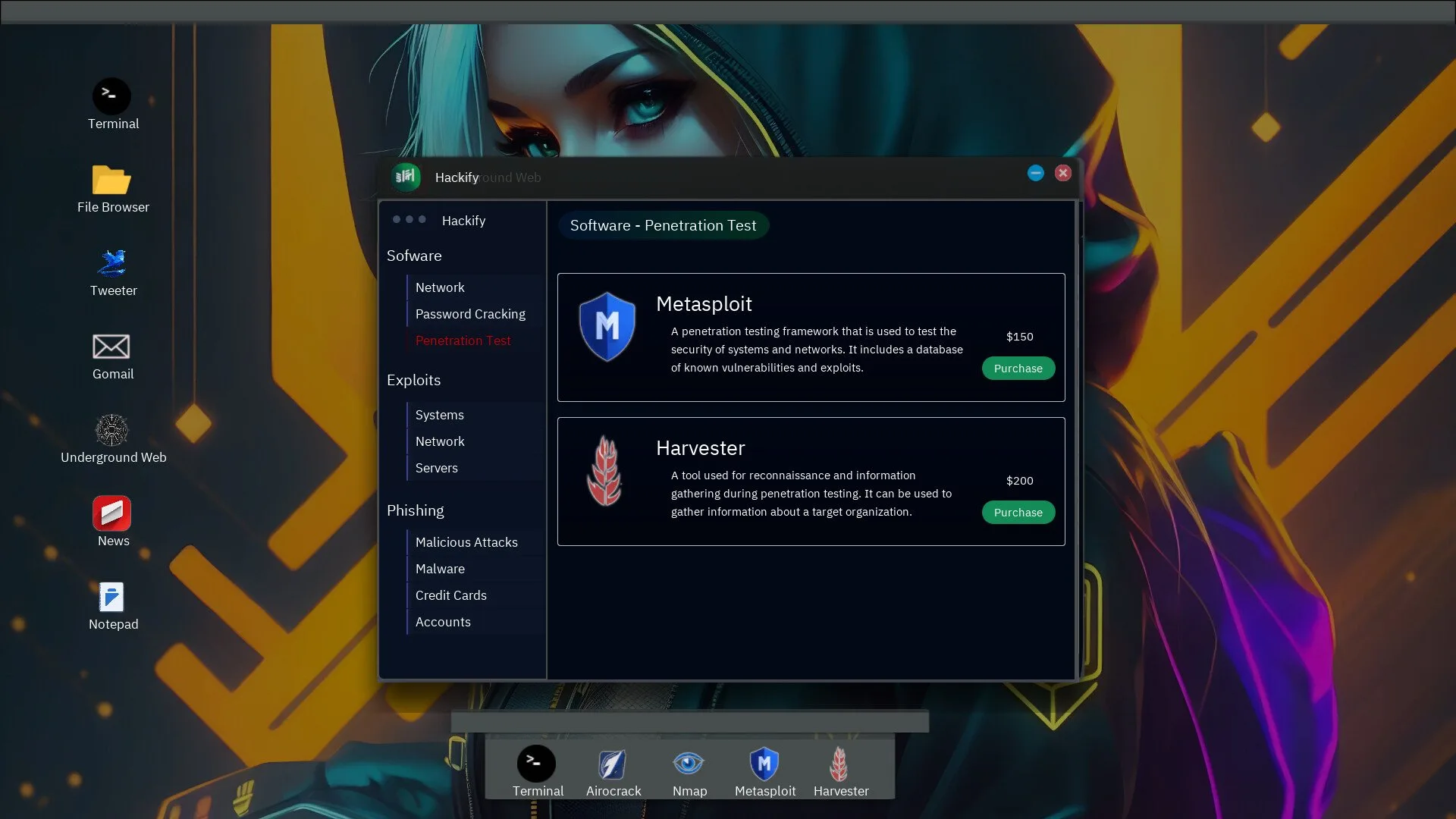 Hakkerointityökalu (Anonymous Hacker Simulator)