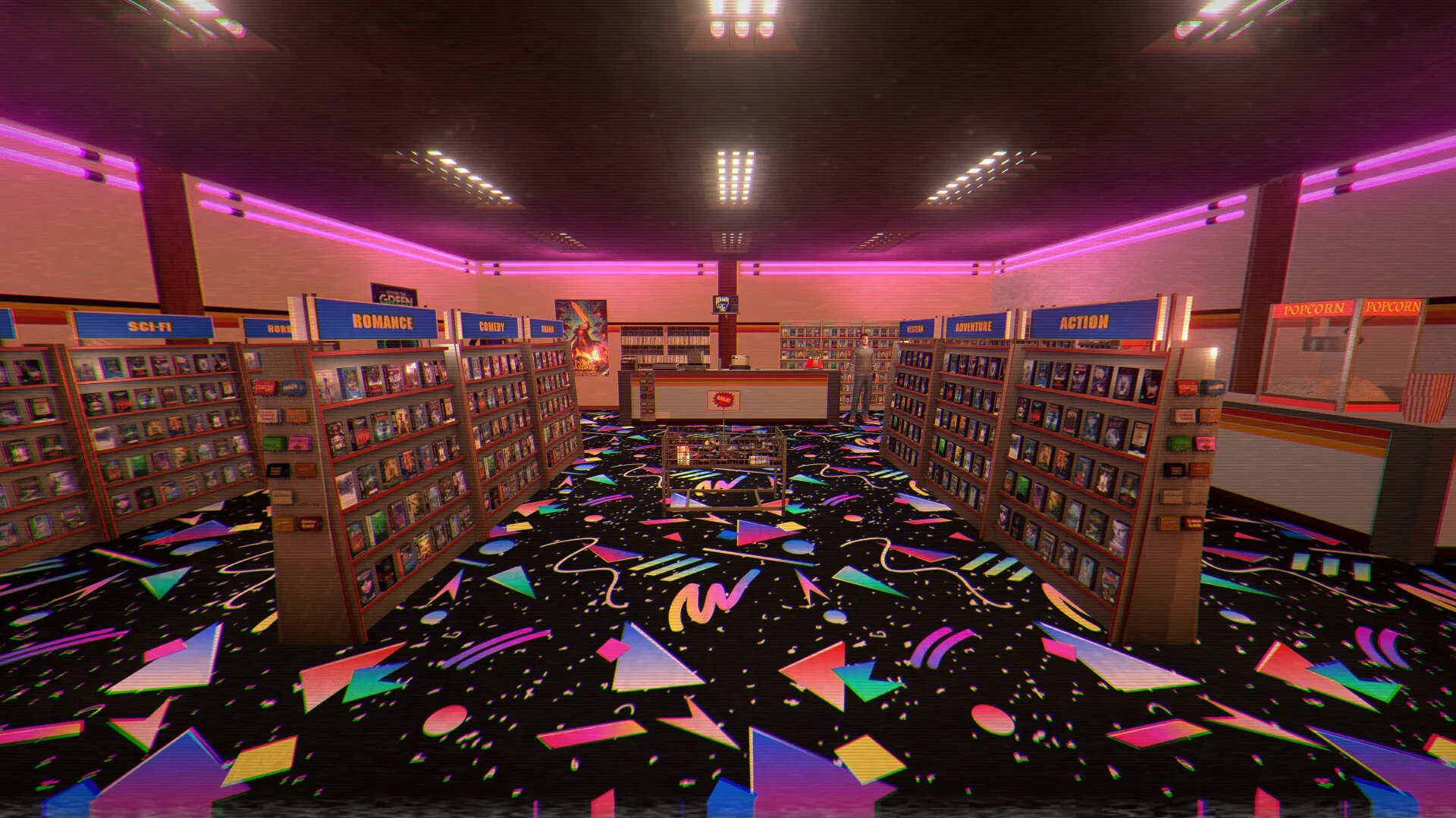 Vintage VHS store interior (Retrowave World)