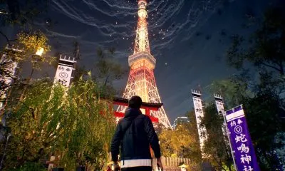 Surreal PC game reflects Tokyo Tower in a mirror-like puddle