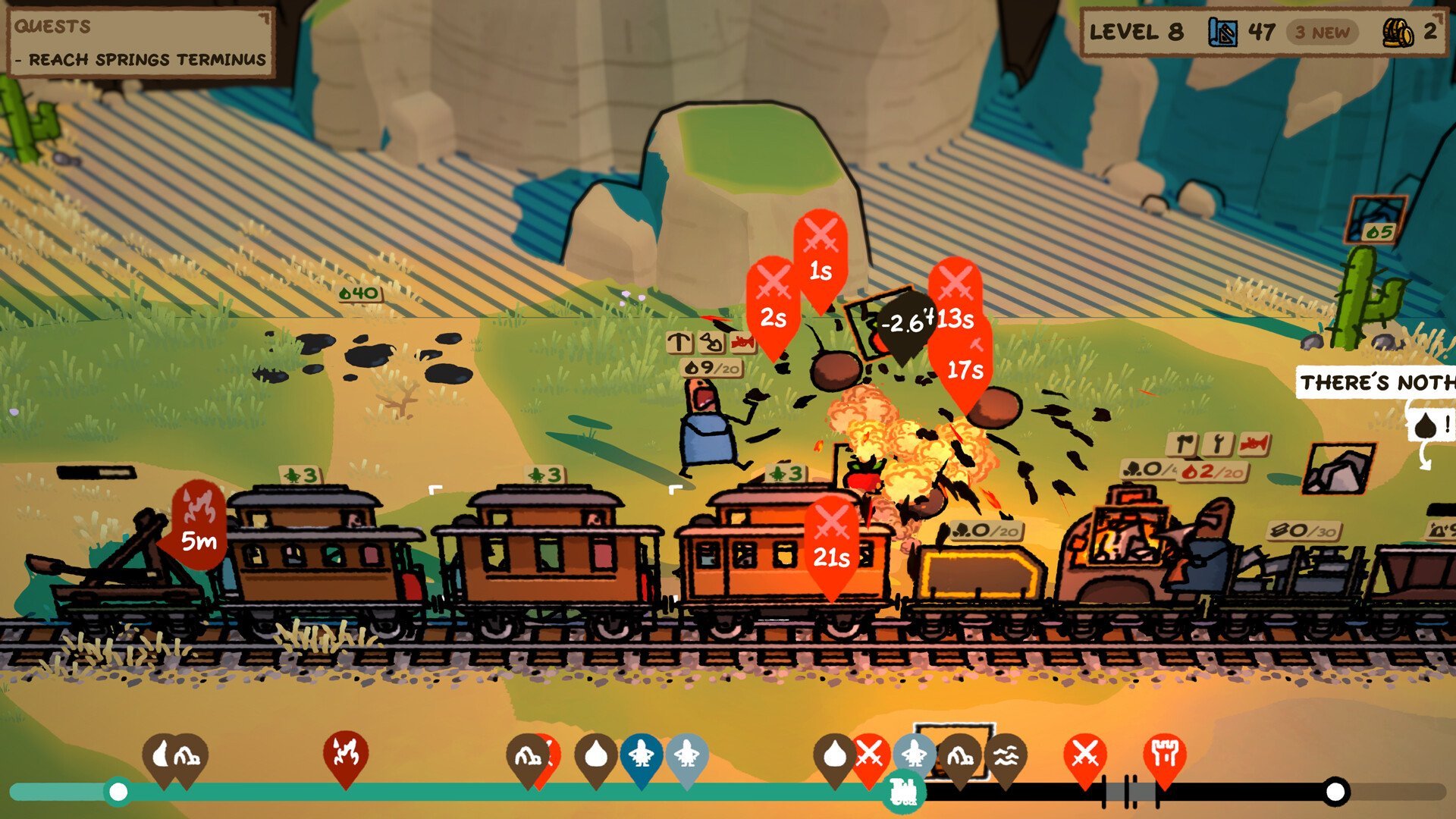 Attacking waves of enemies near train (Trackline Express)