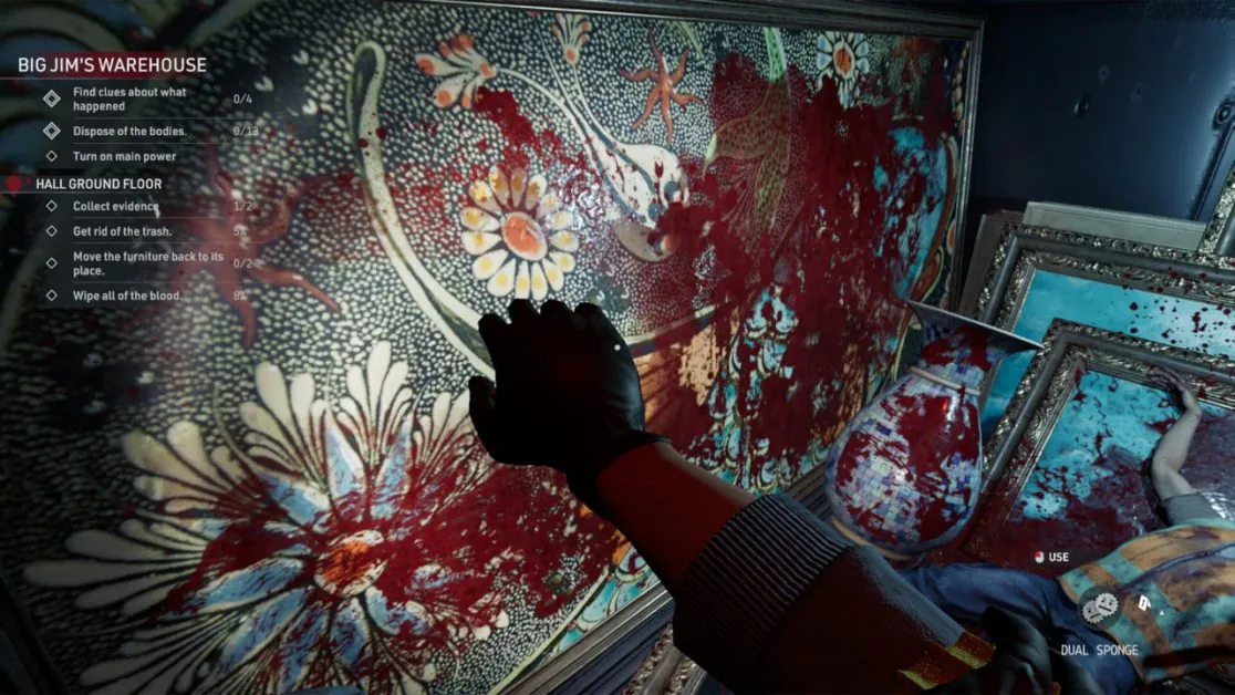 Bloody crime scene cleanup in progress