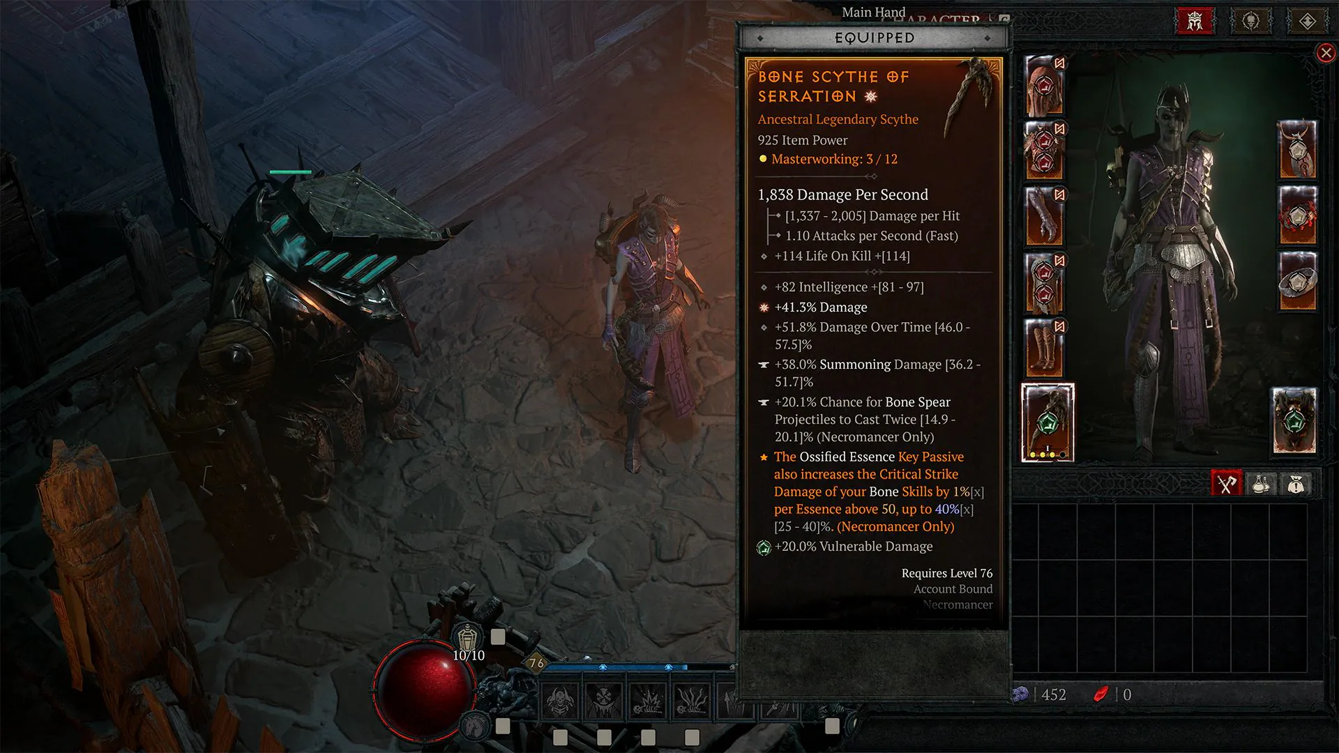 Bone Scynthe of serration Diablo 4 