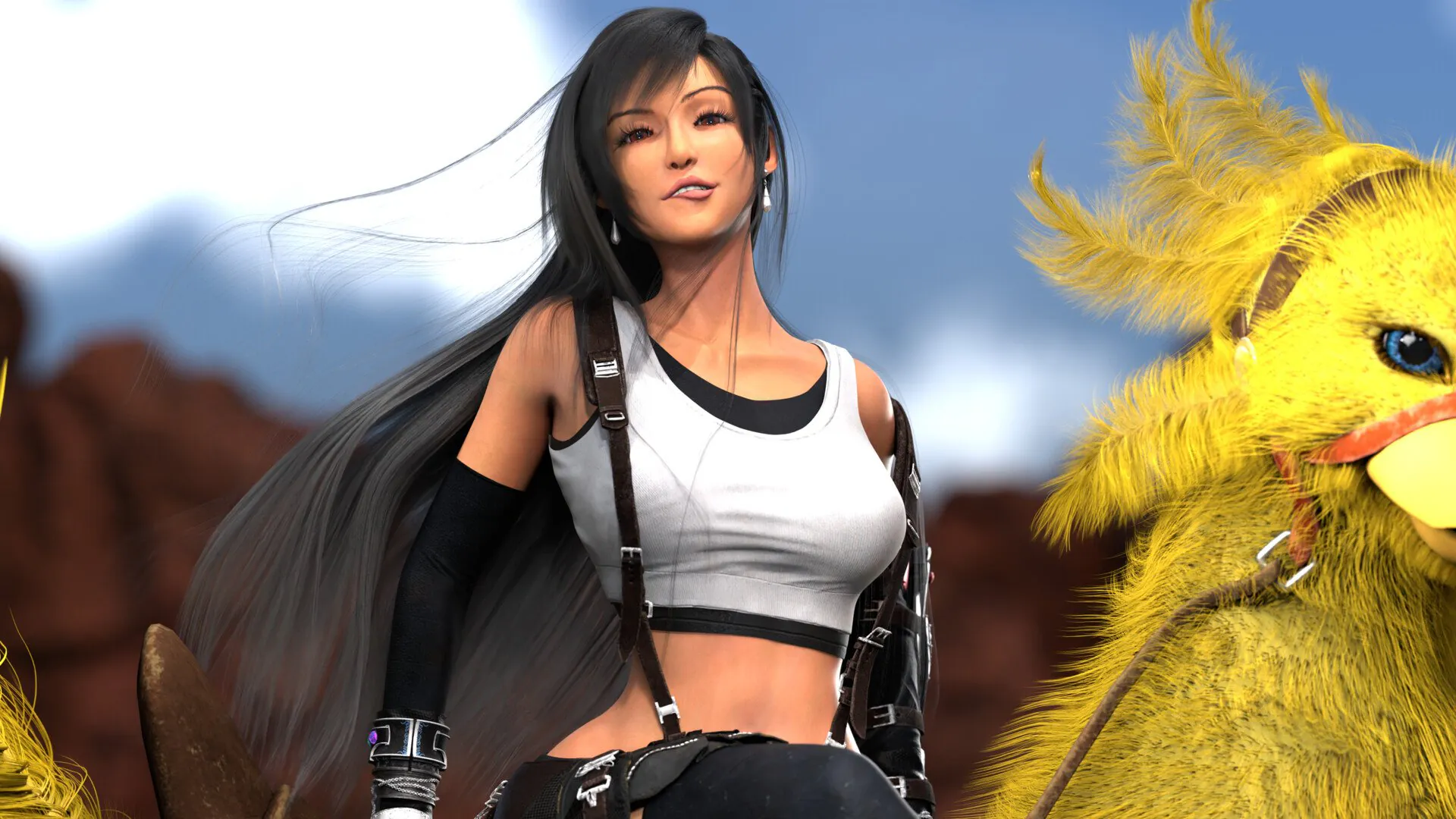 Fifa seated on Chocobo Piko