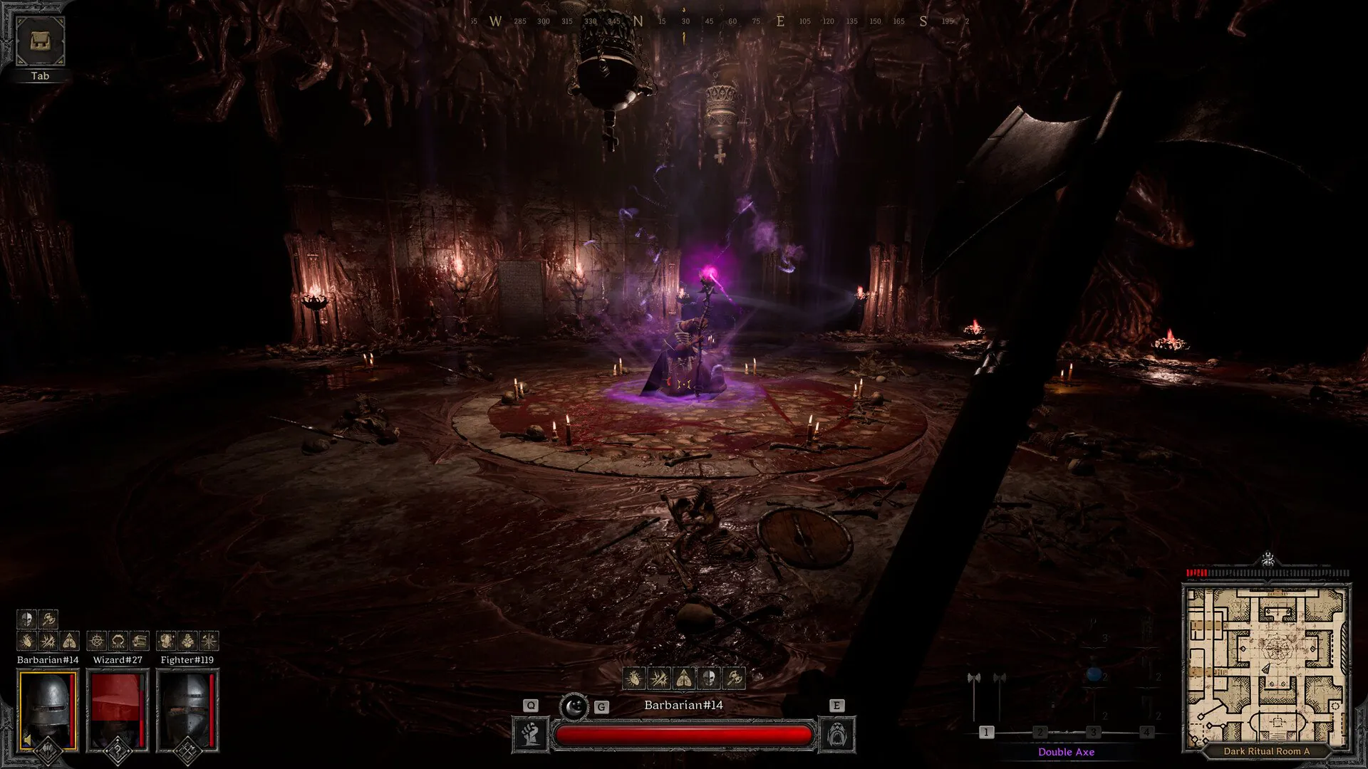 Lingkaran ritual dengan lambang ungu di game penjelajah bawah tanah Dark and Darker.