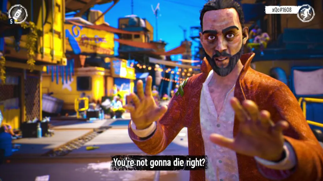Man in vibrant market asking, &ldquo;You&rsquo;re not gonna die right?&rdquo; with concern