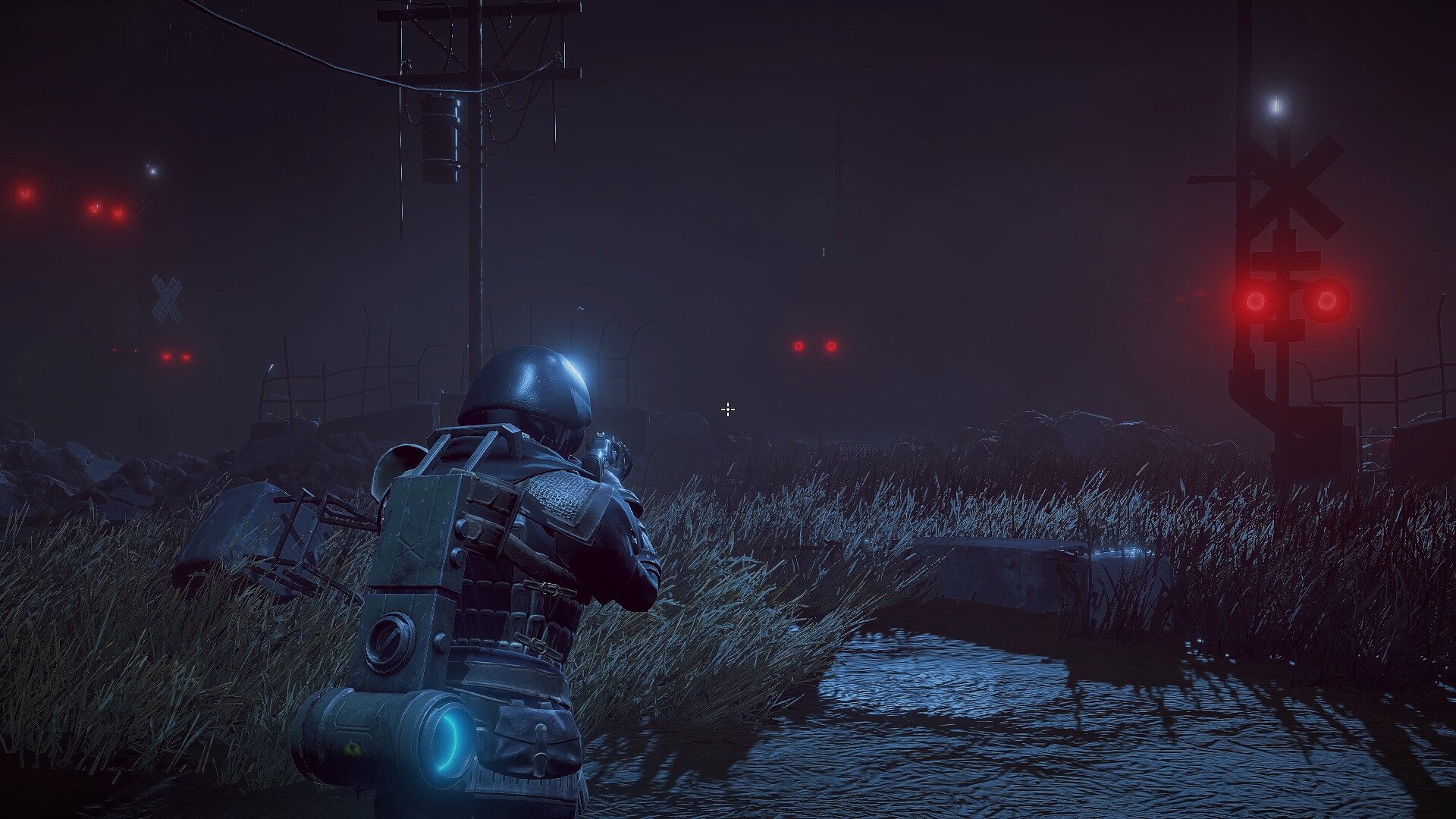 A soldier moving through Dark Light Survivor.