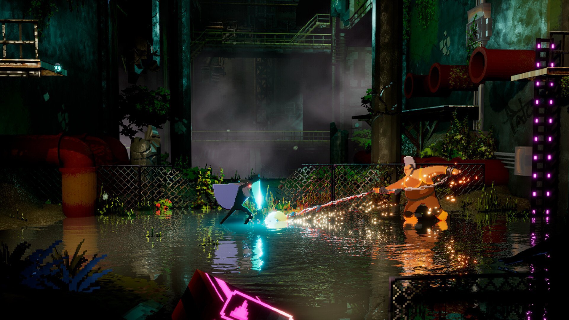 CyberPunk water logged street