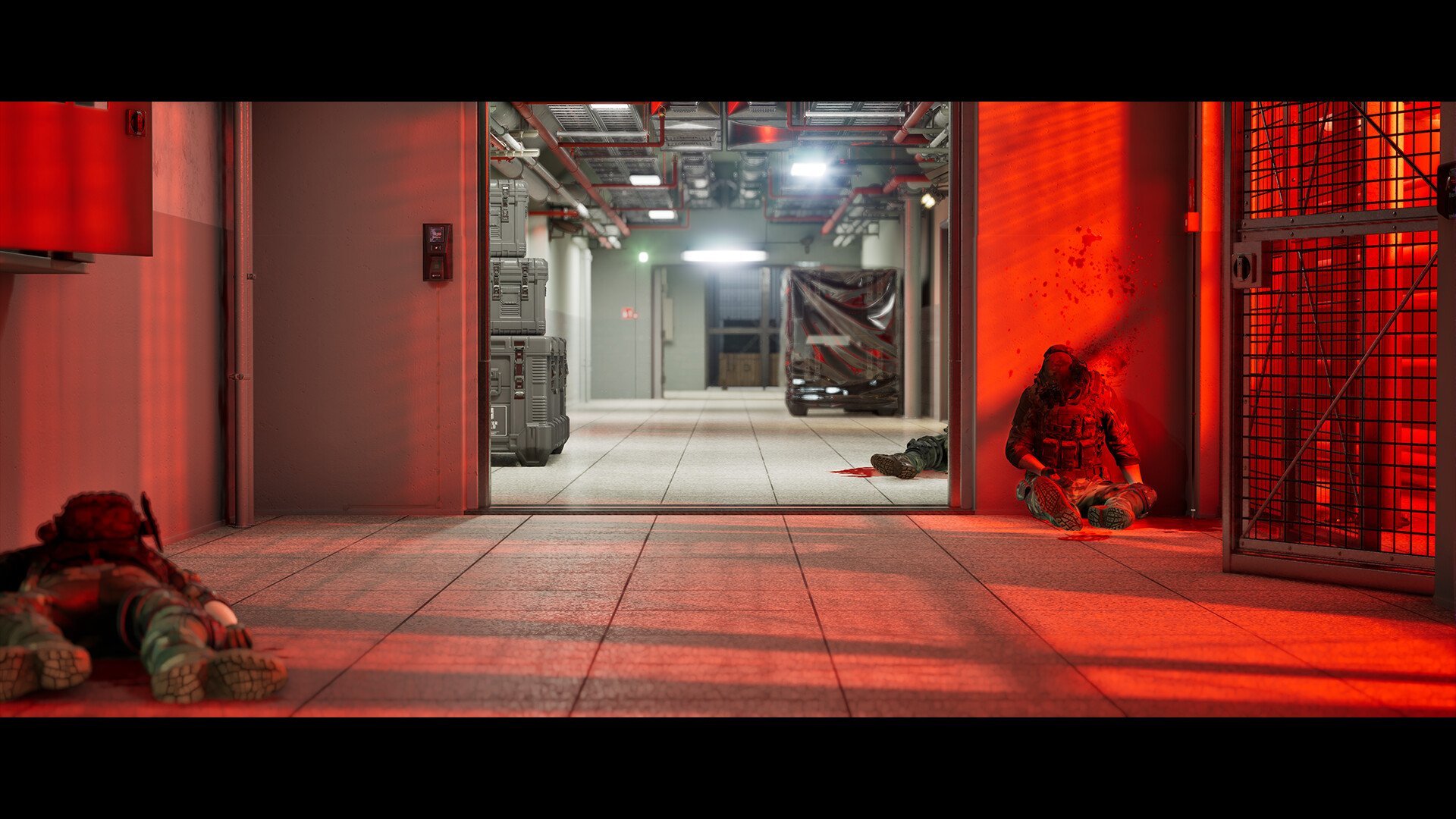 hall way with bodies