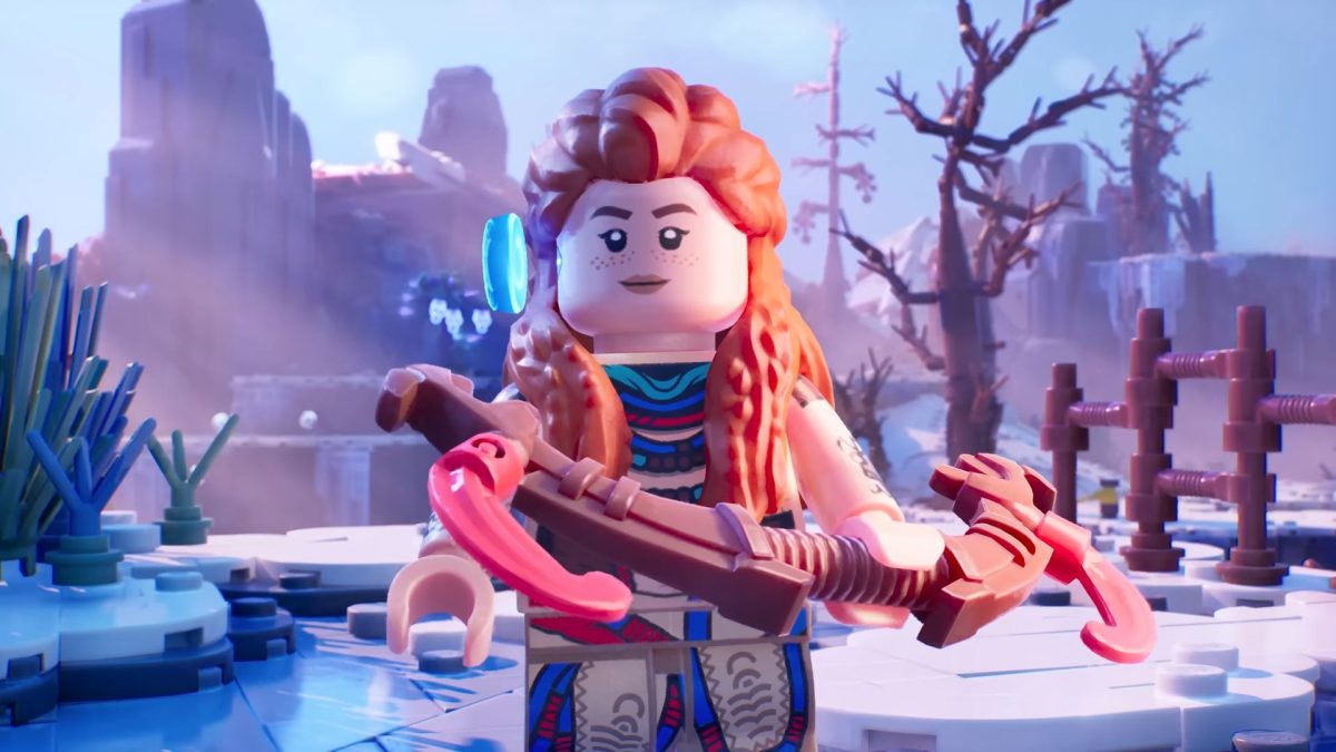 Lego Aloy holding a bow
