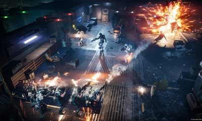 Intense futuristic gunfight in Game Pass real-time strategy game