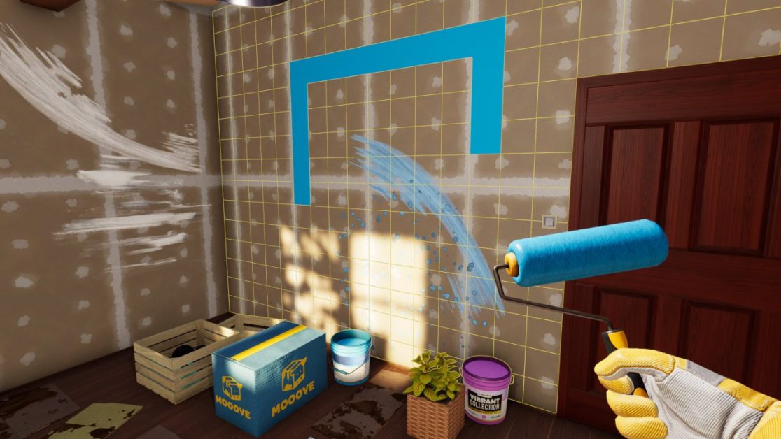 Painting a wall in Sandbox Steam game