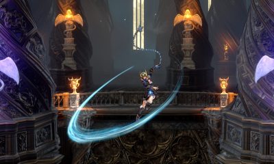 Warrior swings whip in gothic PS Plus metroidvania game