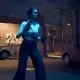 Armed character standing in a dark area