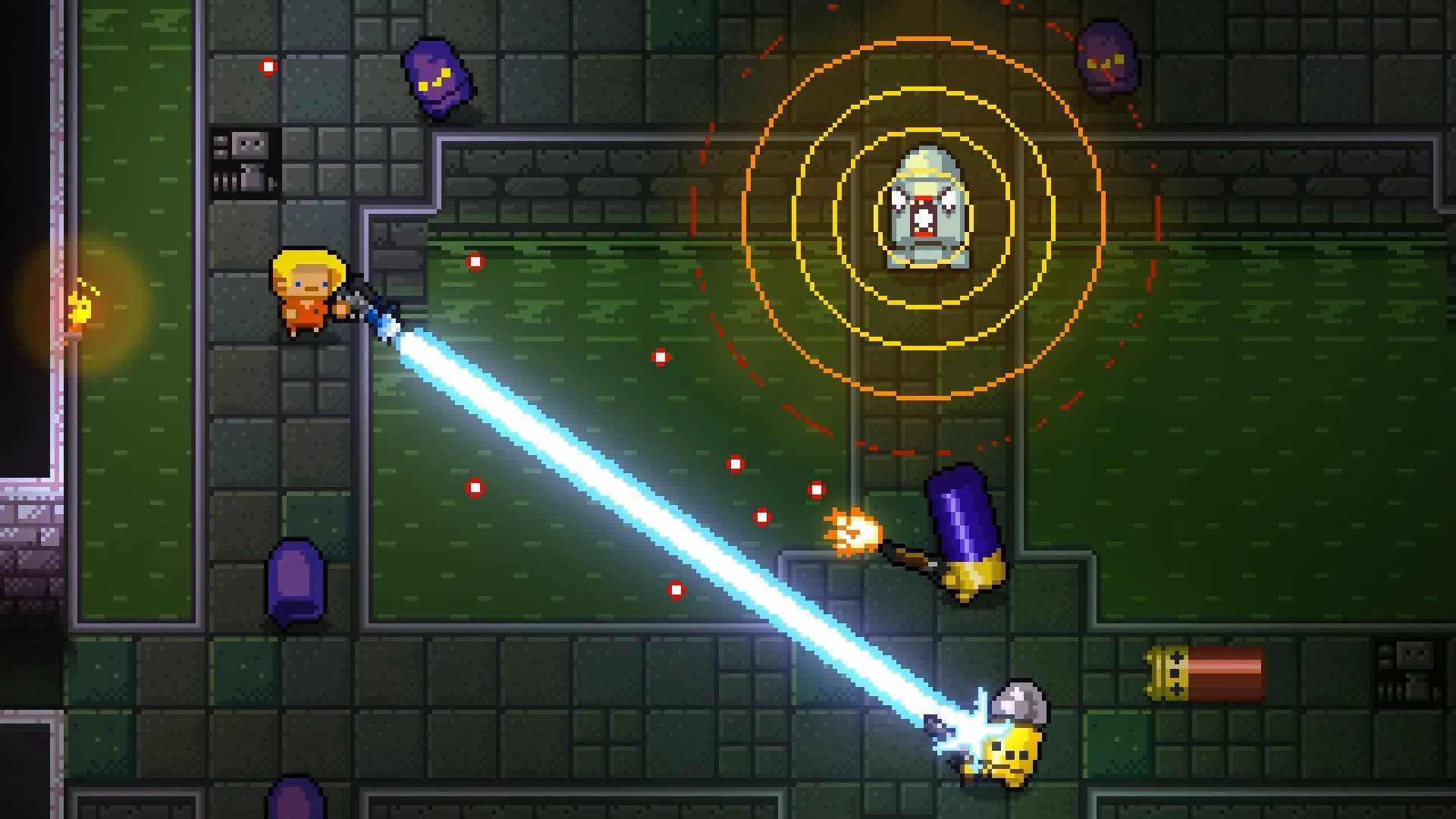 Pixelated twin-stick shooter with laser combat