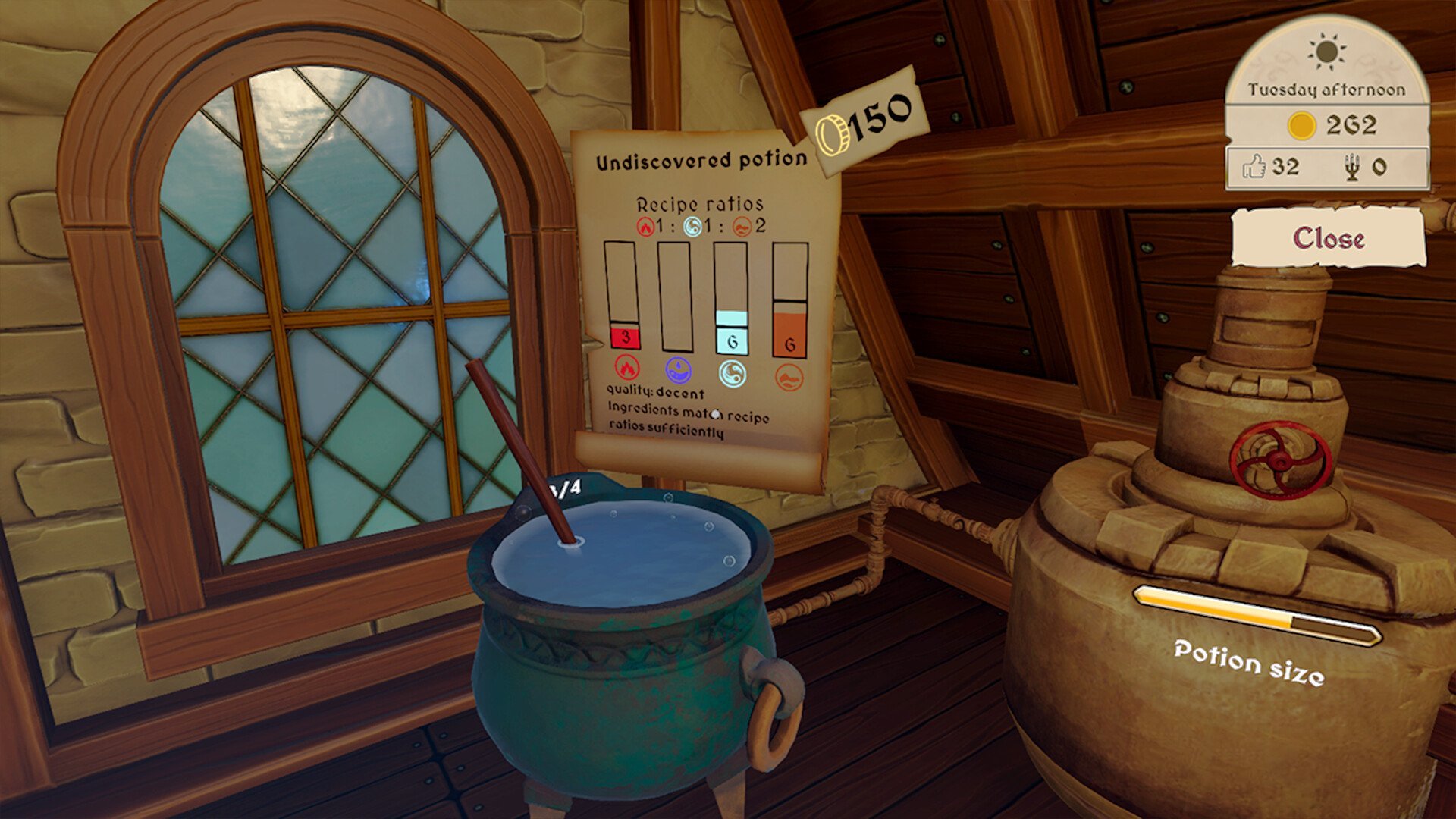Brewing potion in cauldron (Potion Shop Simulator)