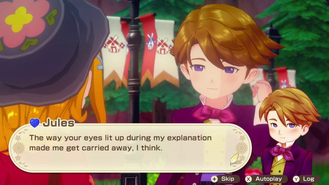 Jules talking with romantic interest in SoS Grand Bazaar