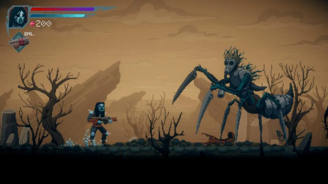 Spider-like enemy in desert wasteland