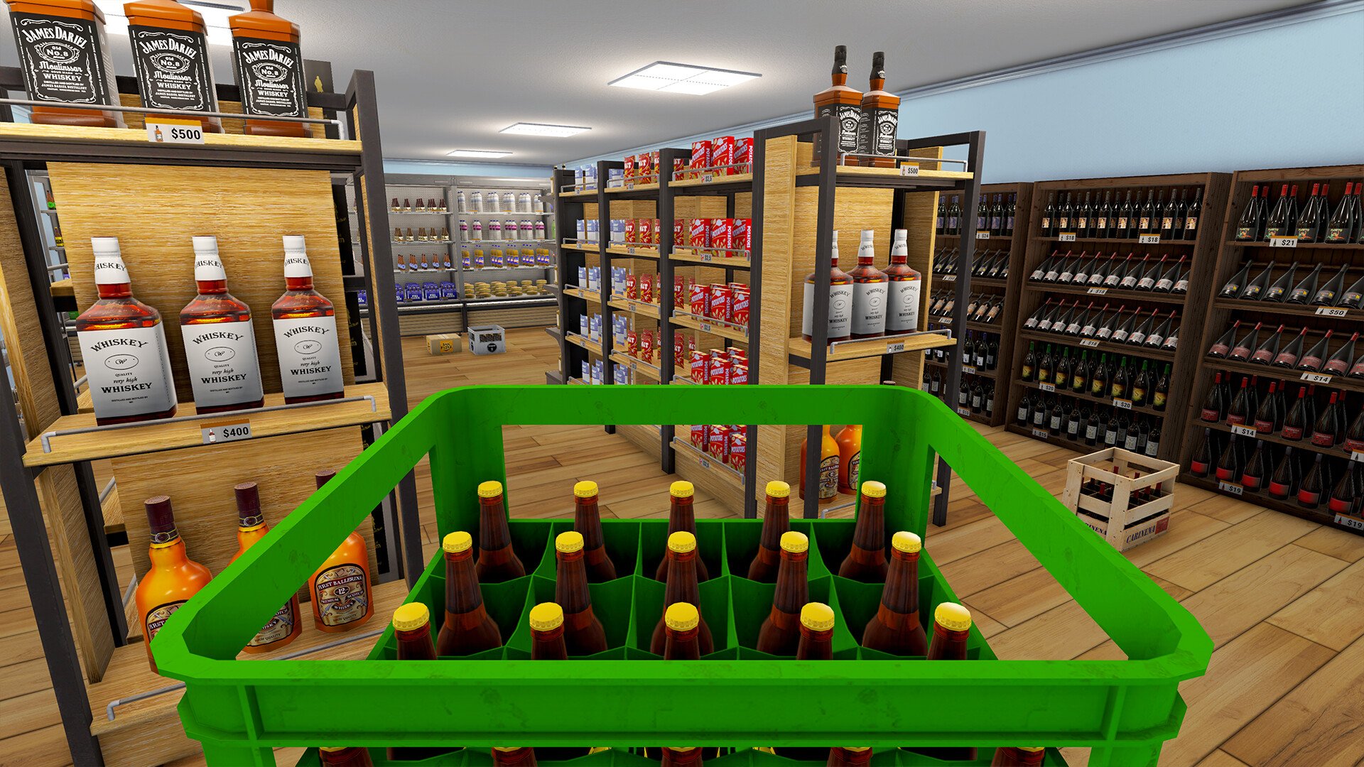 Udpakning af kasser med ølflasker (Spiritussimulator)