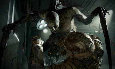 Armored space engineer fights a terrifying monster in a Game Pass horror game