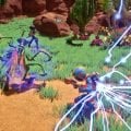 Players in sci-fi suits battle glowing insect enemies with electric weapons in Game Pass survival game