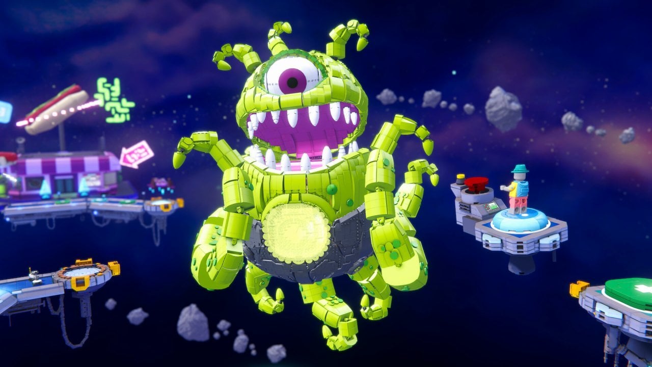 Alienígena verde gigante feito de LEGO